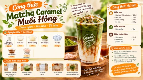 Chia Sẻ Công Thức Matcha Caramel Muối Hồng