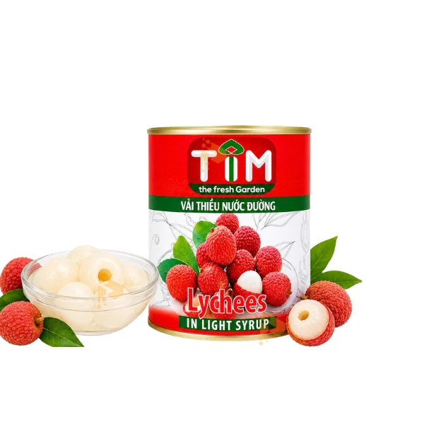 Vải Ngâm Nước Đường TIM lon 560g Vải Ngâm Nước Đường TIM